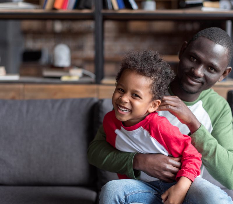 father and son at home